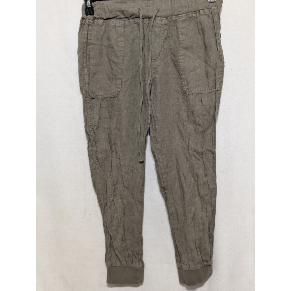 Caslon Petite XS Olive Green 100% Linen Jogger Pants Drawstring Elastic Waist
